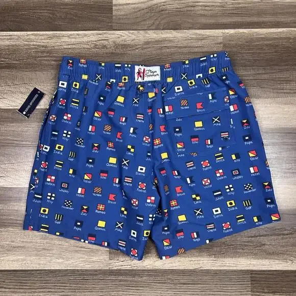 Reyn Spooner Charlie Foxtrot Maritime Signal Flags Swim Shorts 7” Inseam Sz M